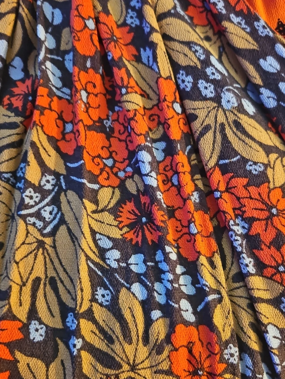 Free People Orange Floral Deep V-Neck Midi Dress